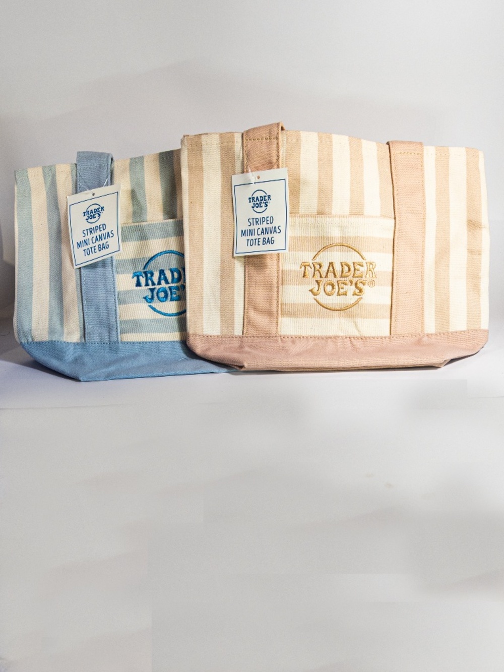 Striped Trader Joe's Mini Totes - set of 2